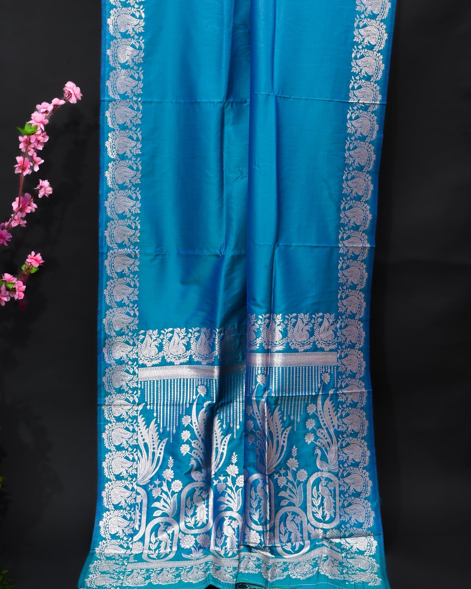 Ferozi Silk Banarasi Saree - Shop Vastram