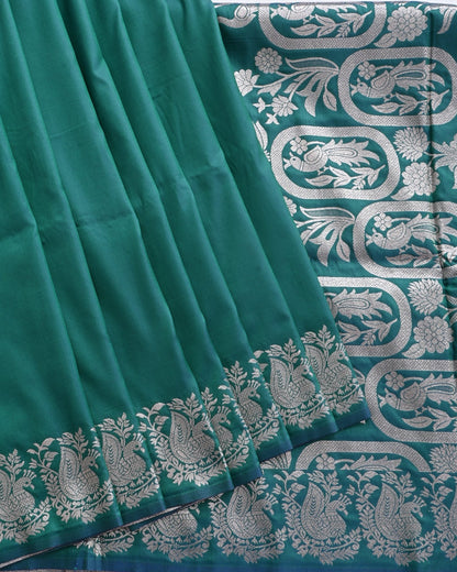 Ferozi Silk Banarasi Saree - Shop Vastram