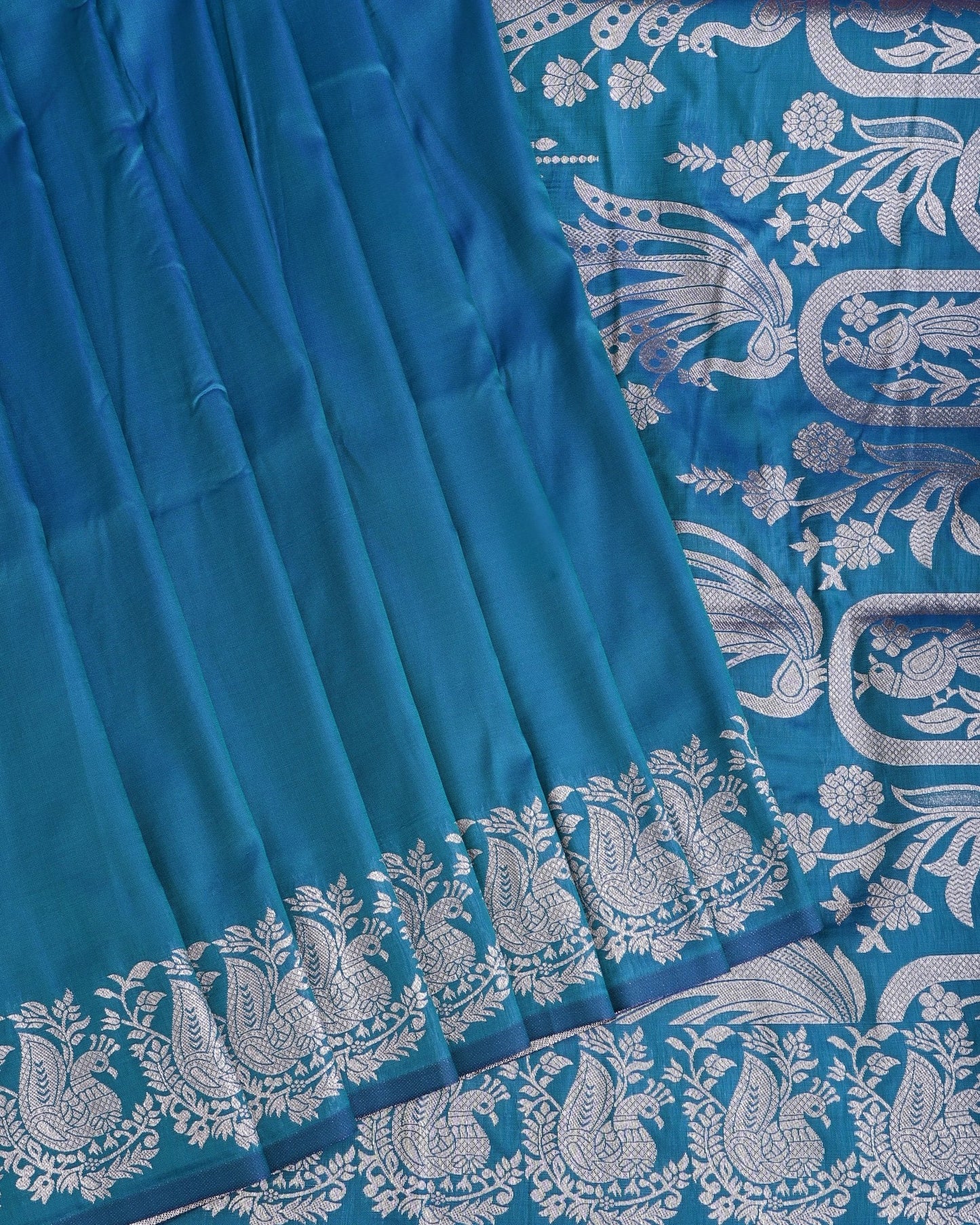 Ferozi Silk Banarasi Saree - Shop Vastram