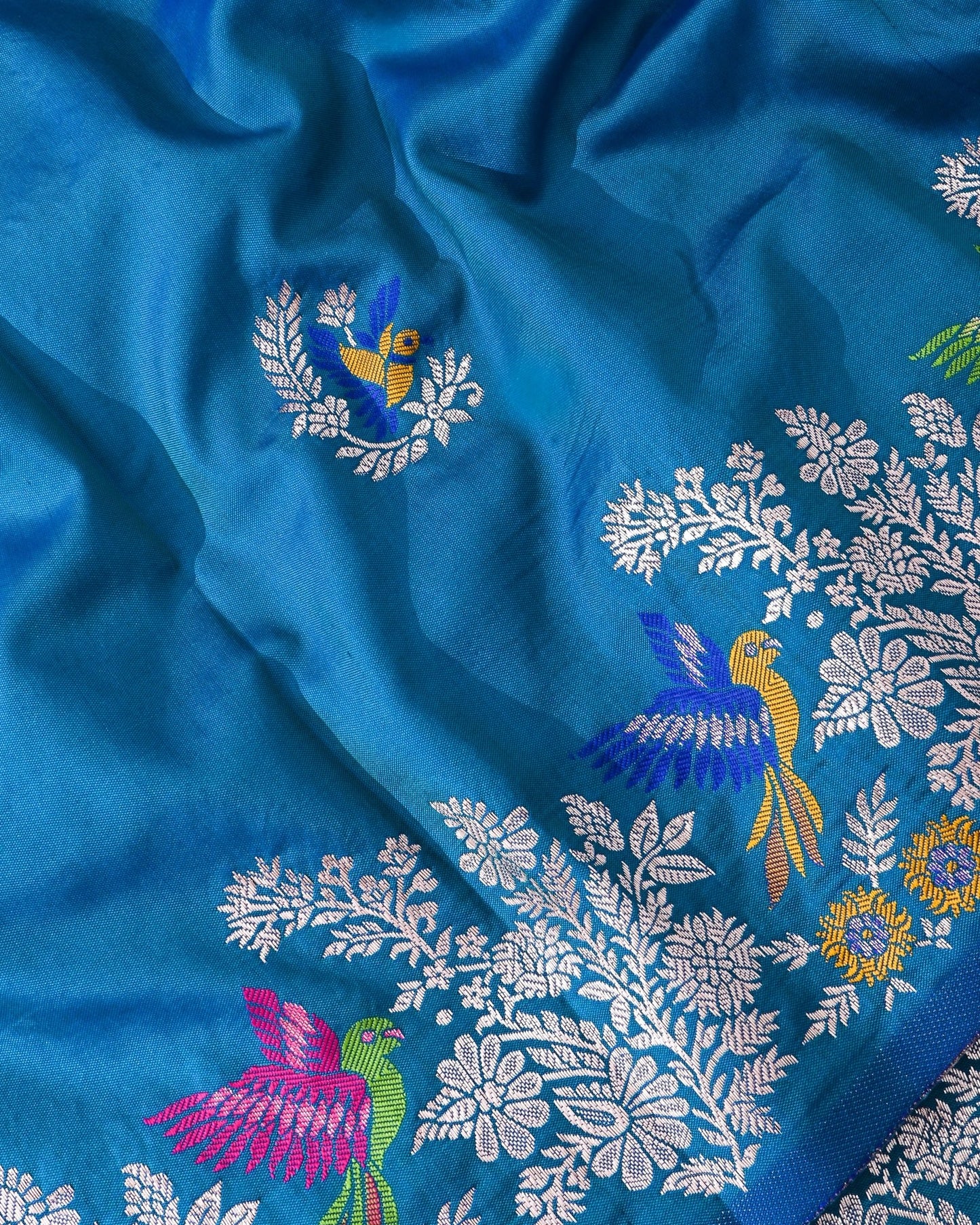Ferozi Silk Banarsi Saree - Shop Vastram