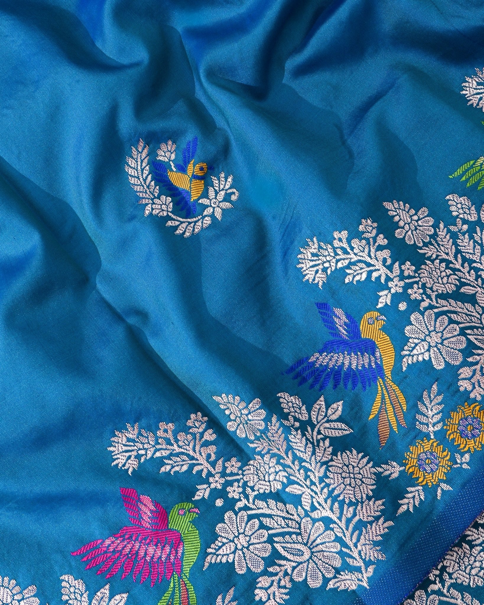 Ferozi Silk Banarsi Saree - Shop Vastram