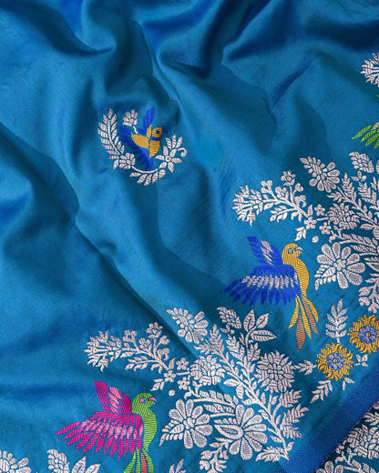 Ferozi Silk Banarsi Saree - Shop Vastram
