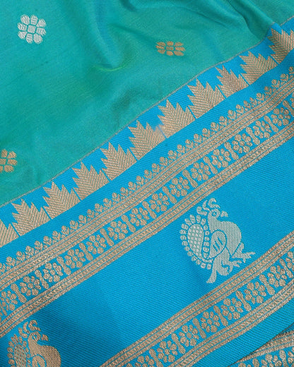 Ferozi Silk Banarsi Saree - Shop Vastram