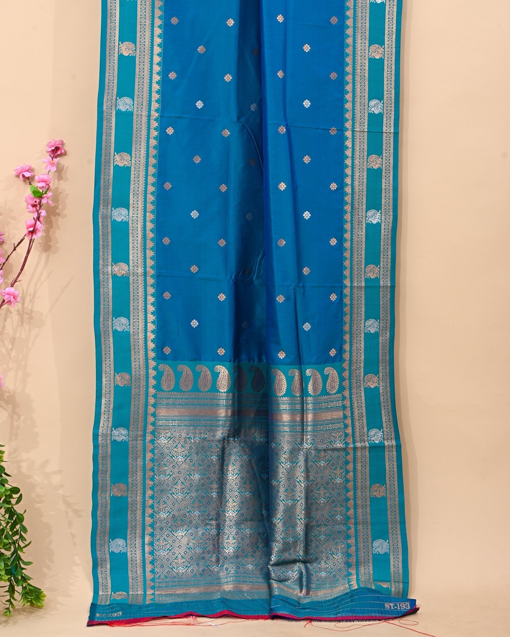 Ferozi Silk Banarsi Saree - Shop Vastram