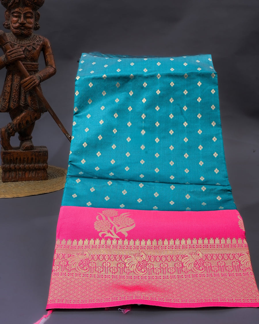 Ferozi Silk Banarsi Saree - Shop Vastram