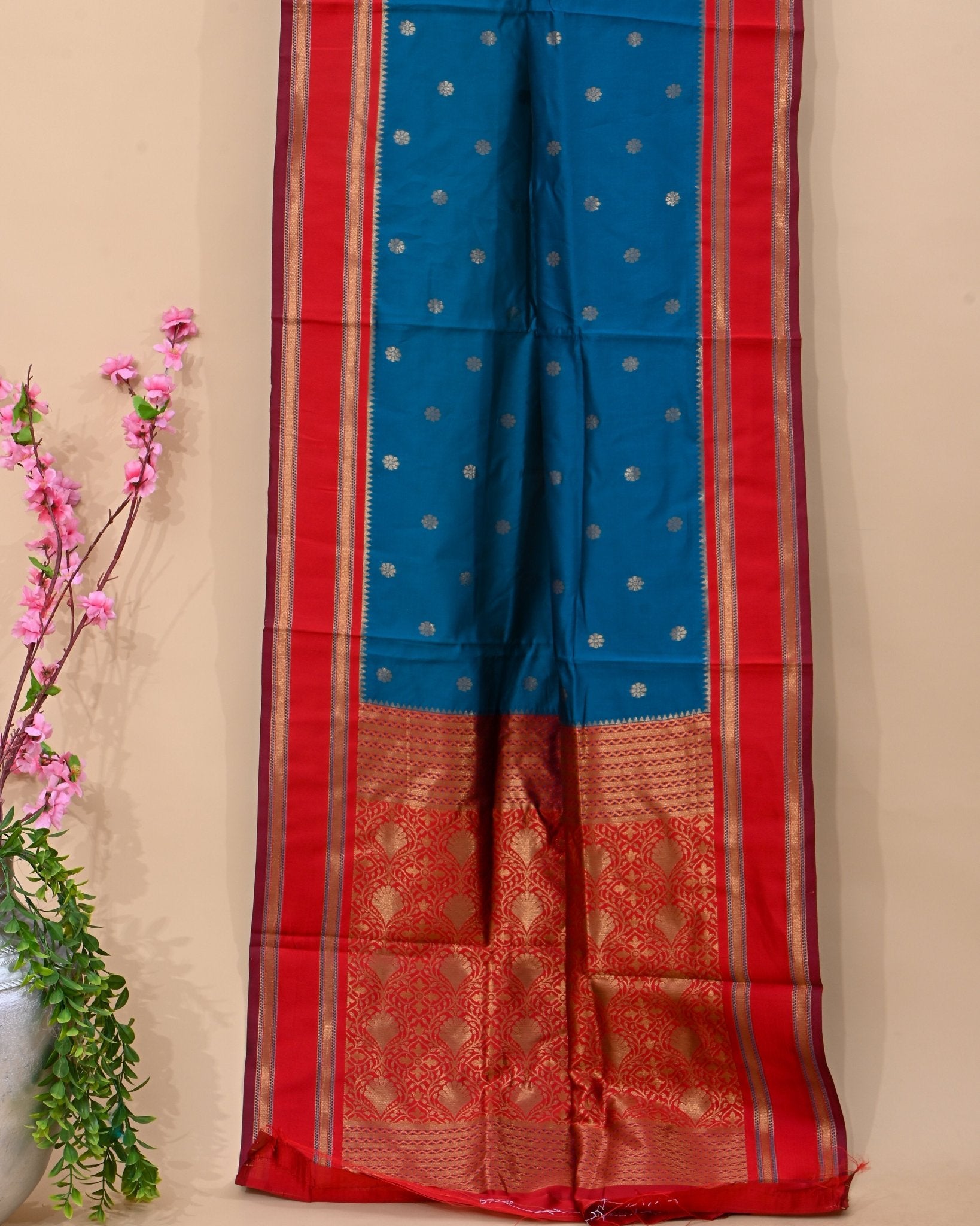 Ferozi Silk Banarsi Saree - Shop Vastram