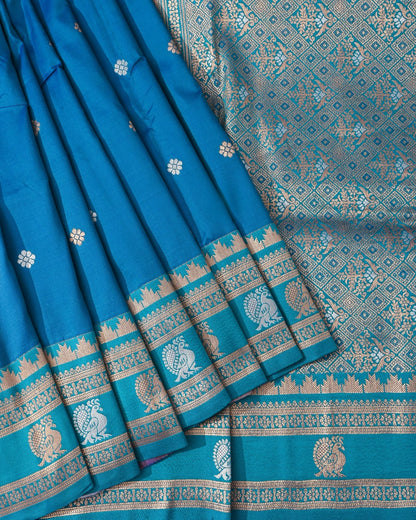 Ferozi Silk Banarsi Saree - Shop Vastram