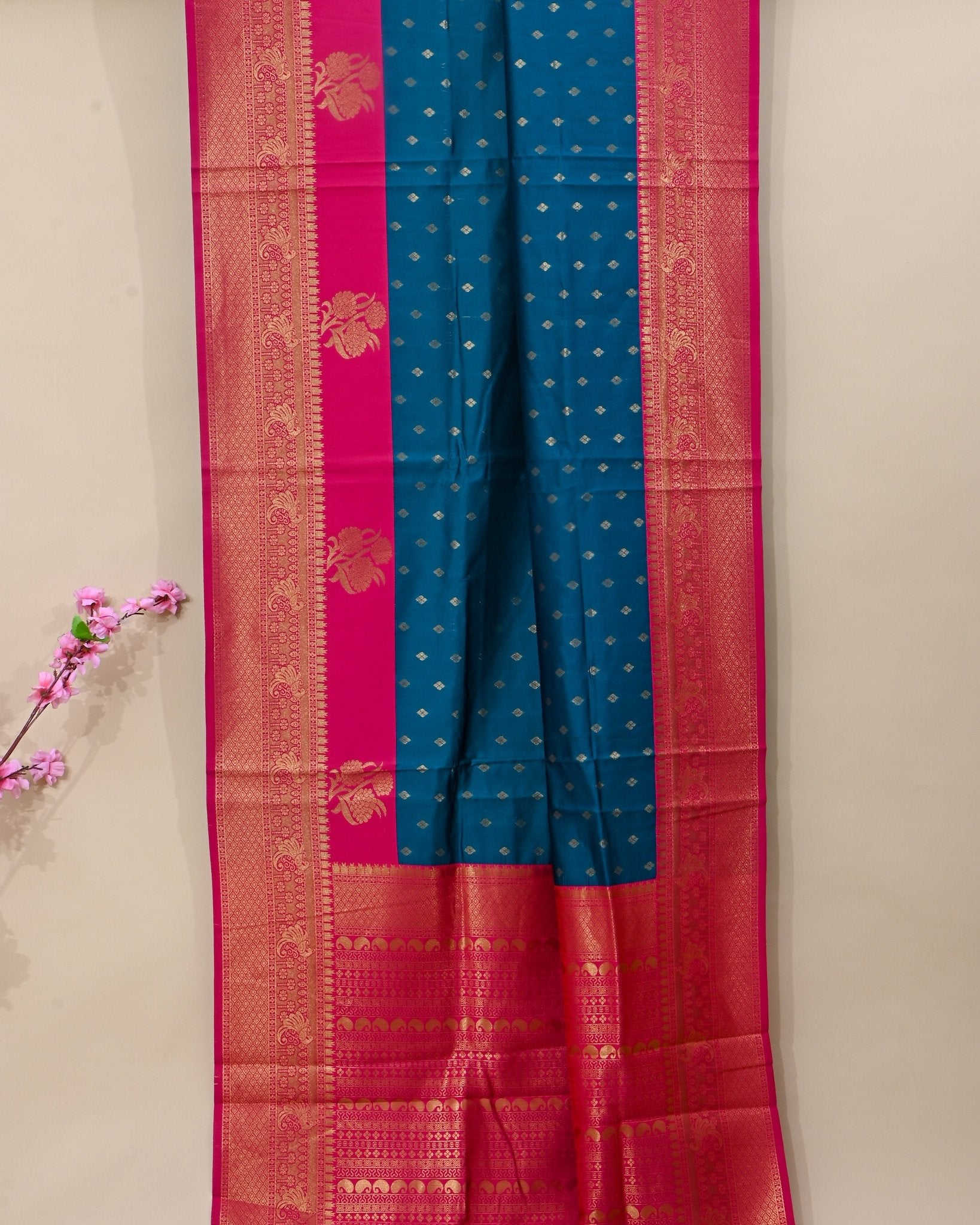 Ferozi Silk Banarsi Saree - Shop Vastram