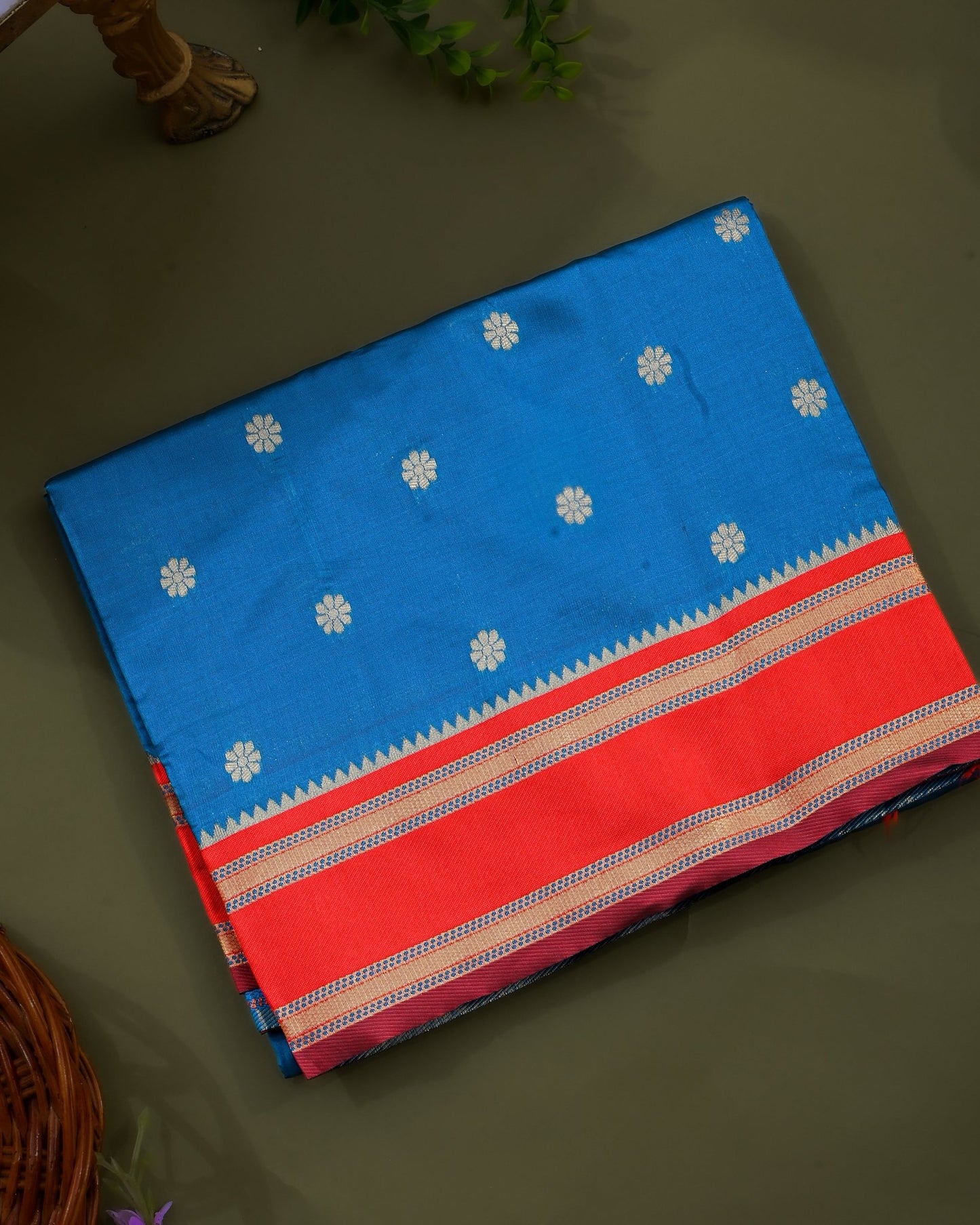 Ferozi Silk Banarsi Saree - Shop Vastram