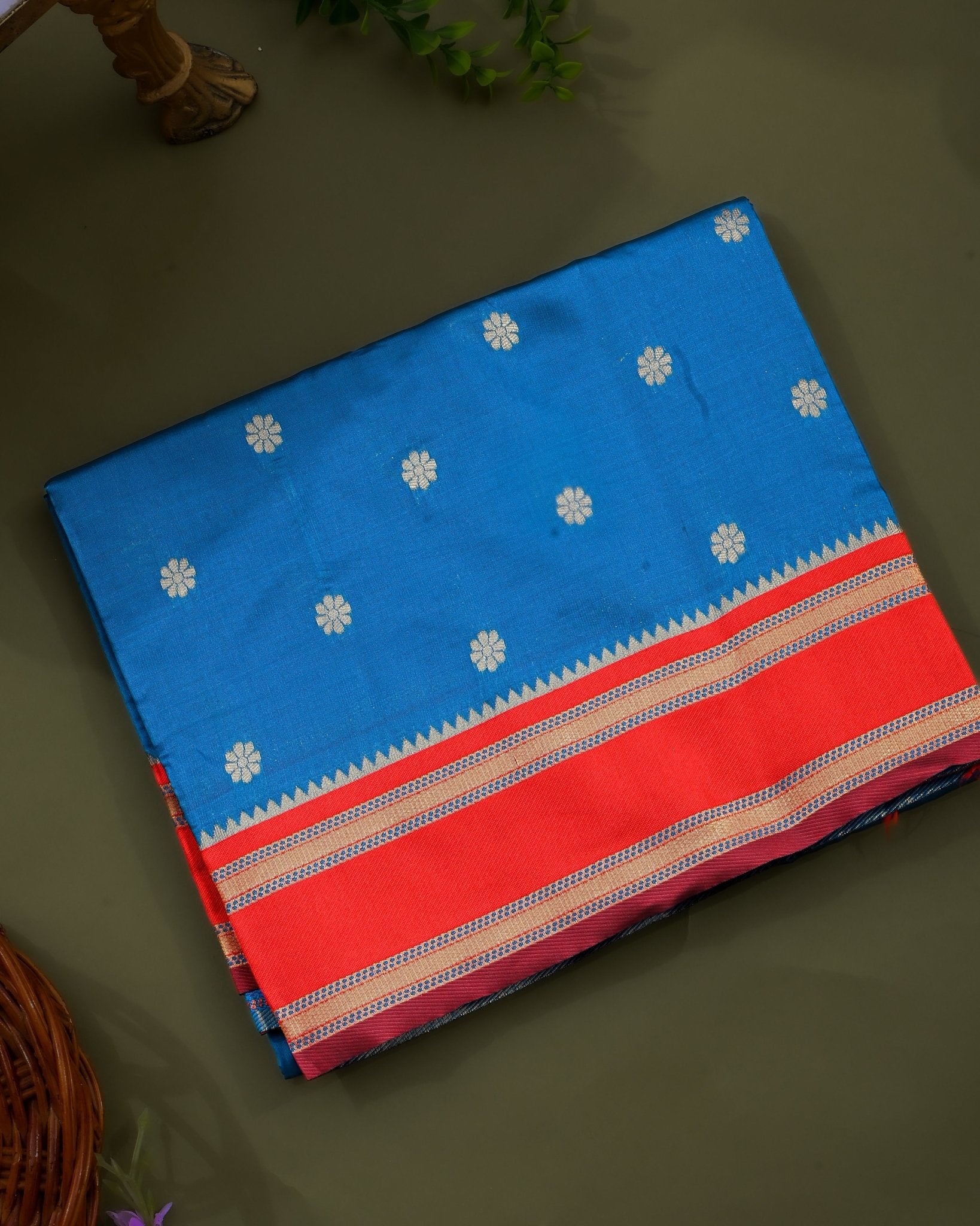 Ferozi Silk Banarsi Saree - Shop Vastram