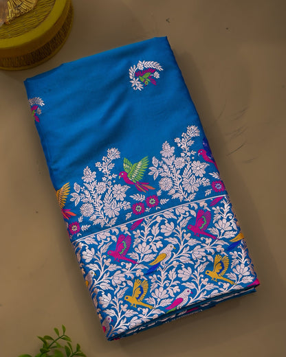 Ferozi Silk Banarsi Saree - Shop Vastram