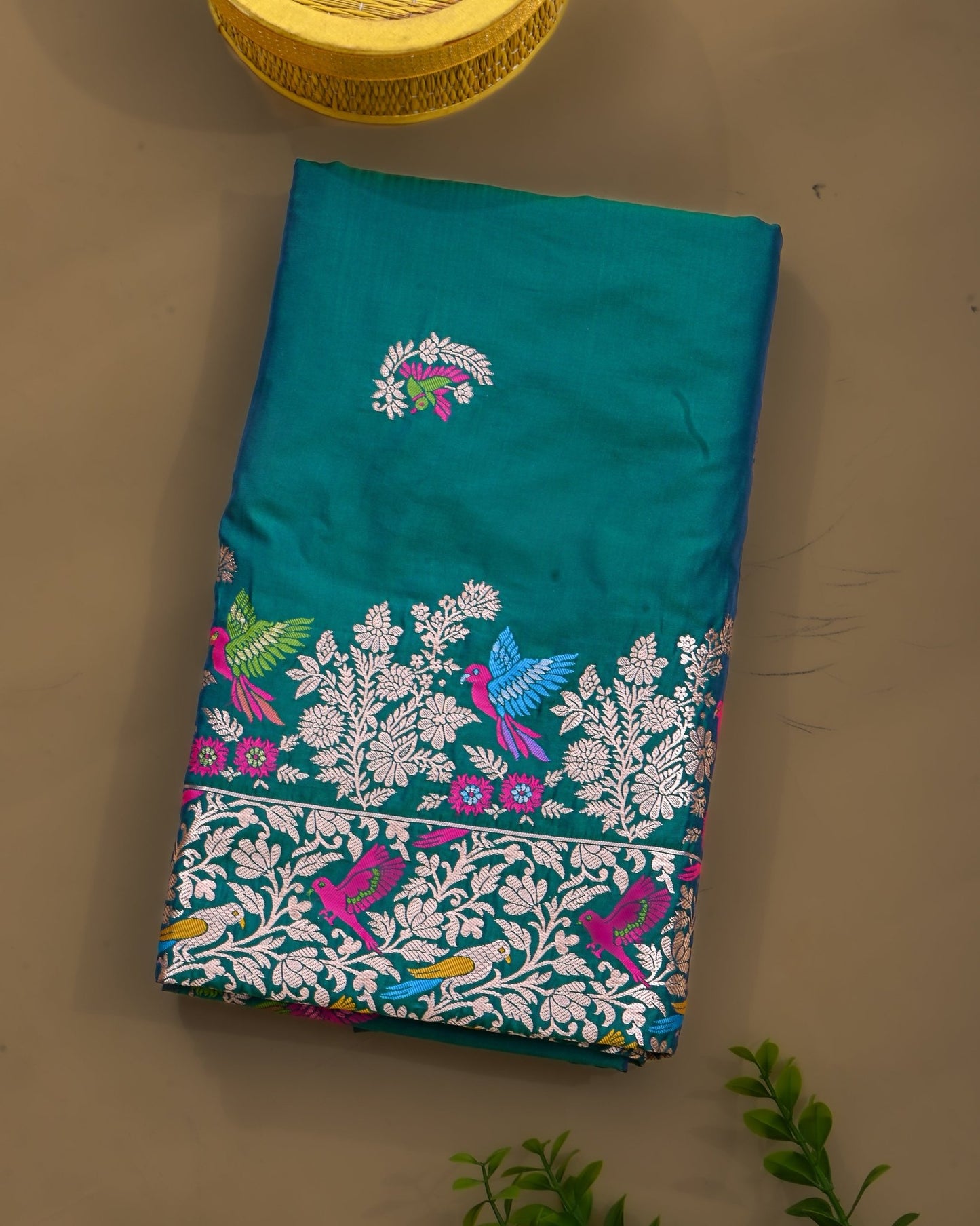Ferozi Silk Banarsi Saree - Shop Vastram