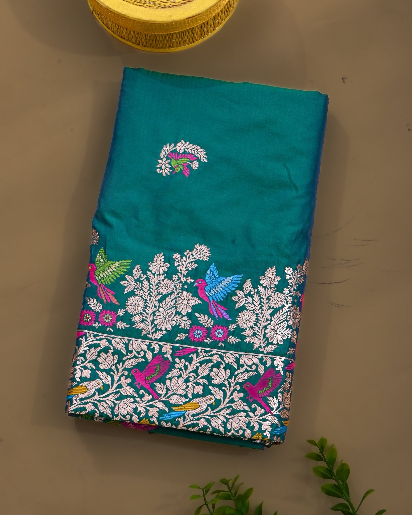 Ferozi Silk Banarsi Saree - Shop Vastram