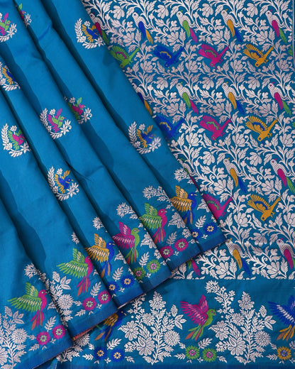 Ferozi Silk Banarsi Saree - Shop Vastram