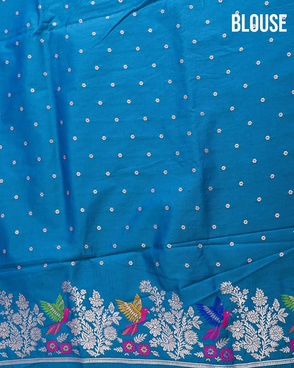 Ferozi Silk Banarsi Saree - Shop Vastram