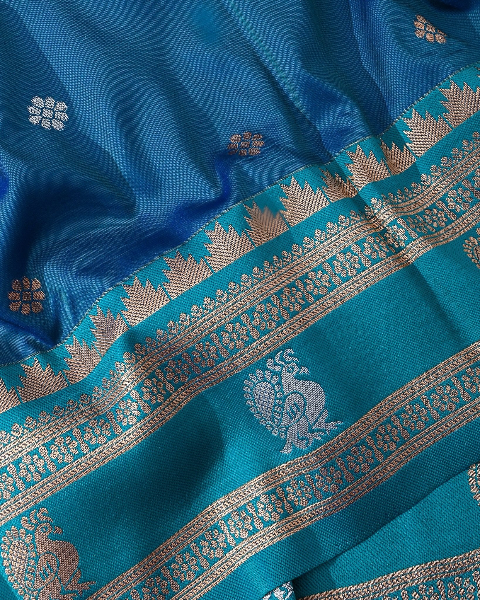 Ferozi Silk Banarsi Saree - Shop Vastram