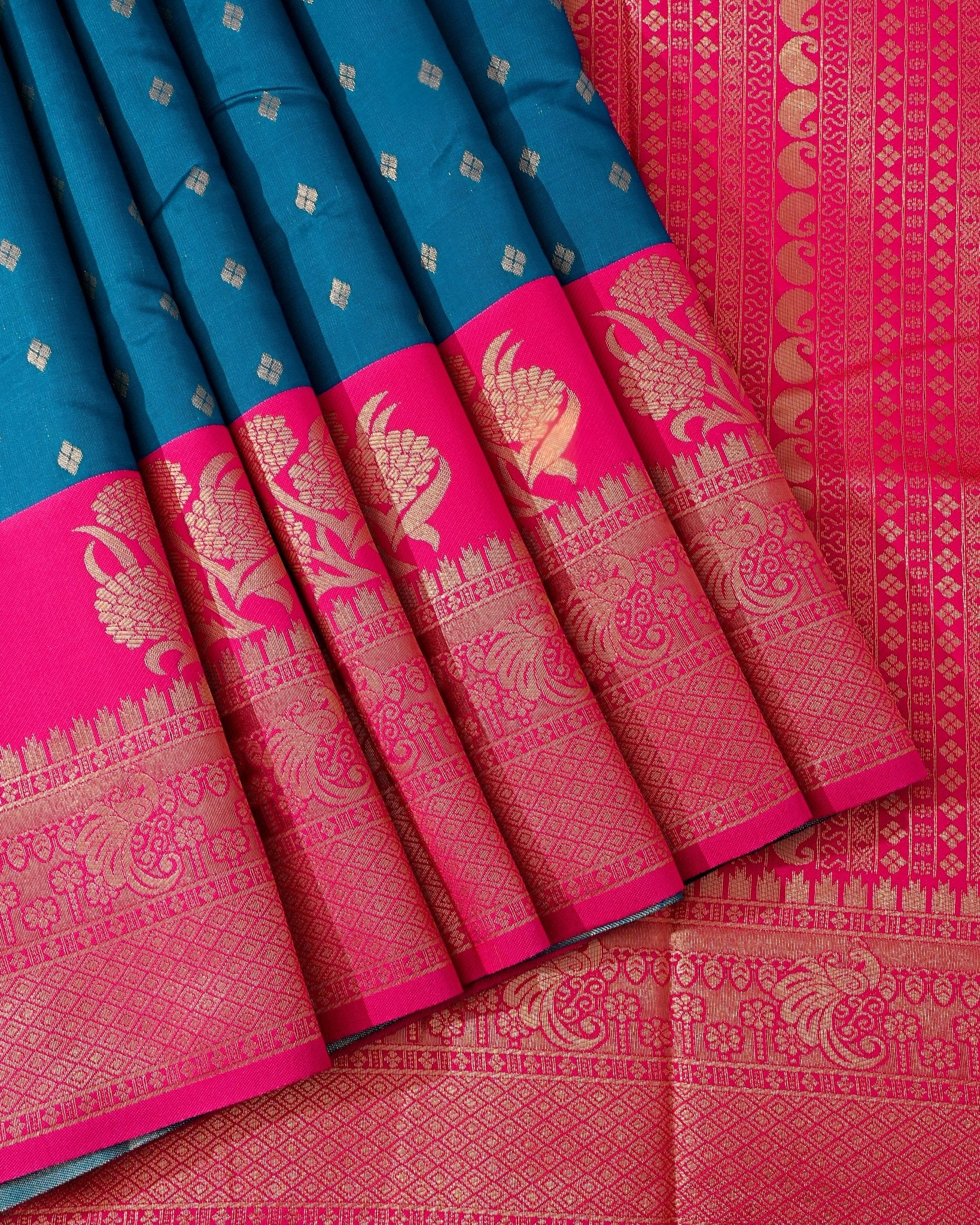 Ferozi Silk Banarsi Saree - Shop Vastram