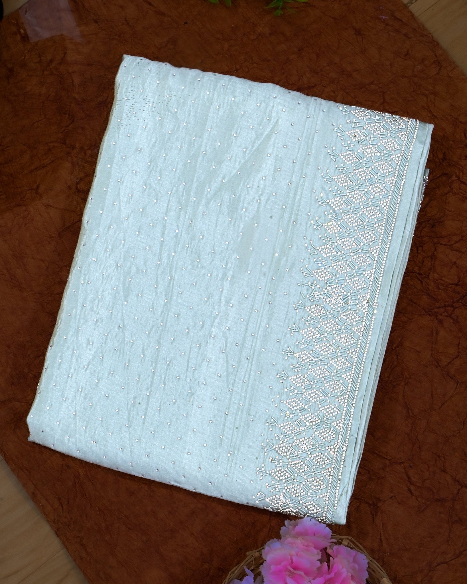 Ferozi Silk Embroidery Saree - Shop Vastram