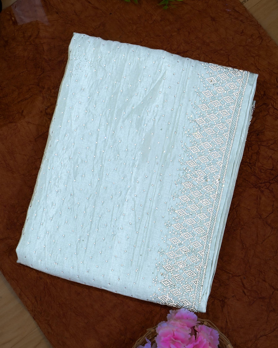 Ferozi Silk Embroidery Saree - Shop Vastram