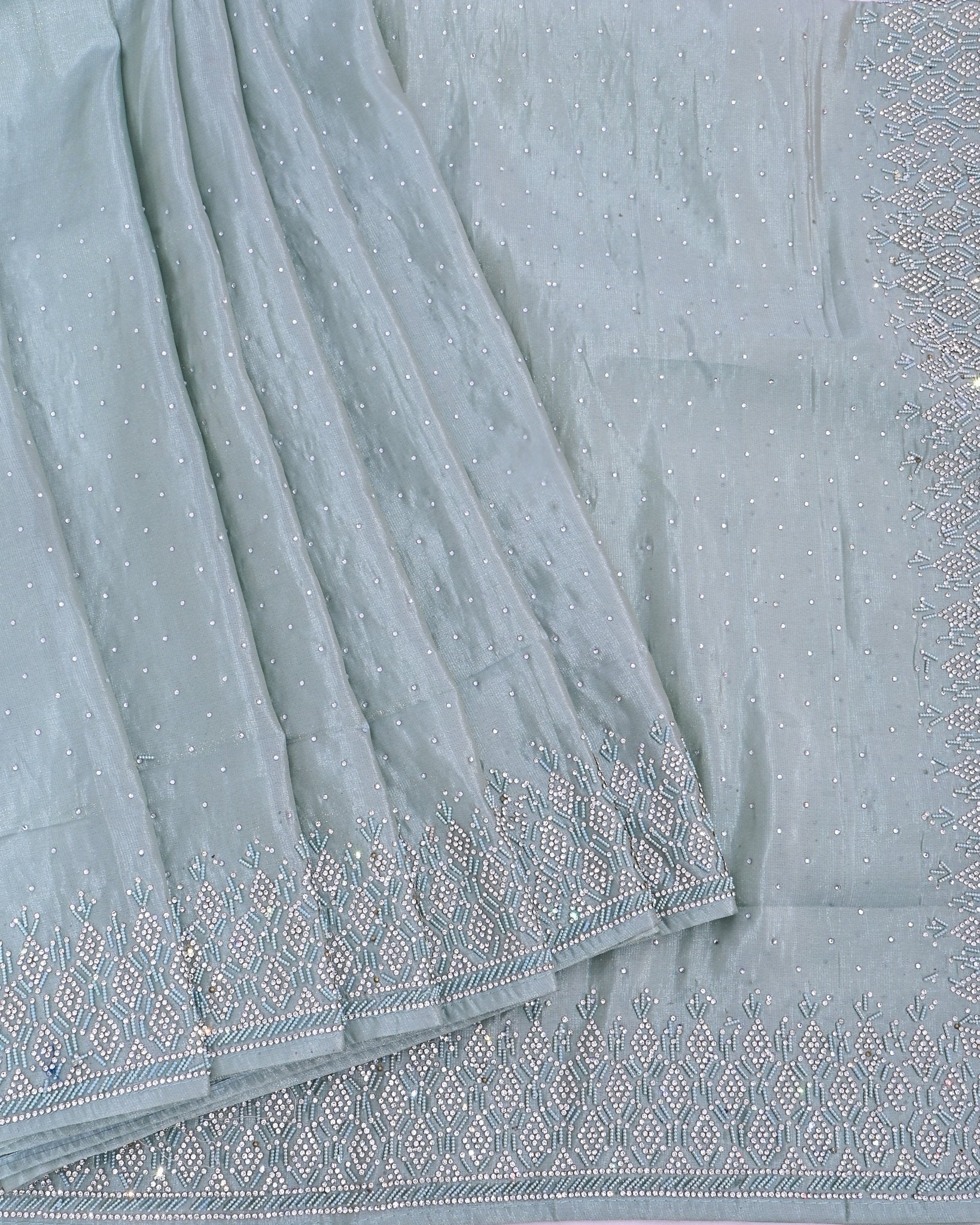 Ferozi Silk Embroidery Saree - Shop Vastram