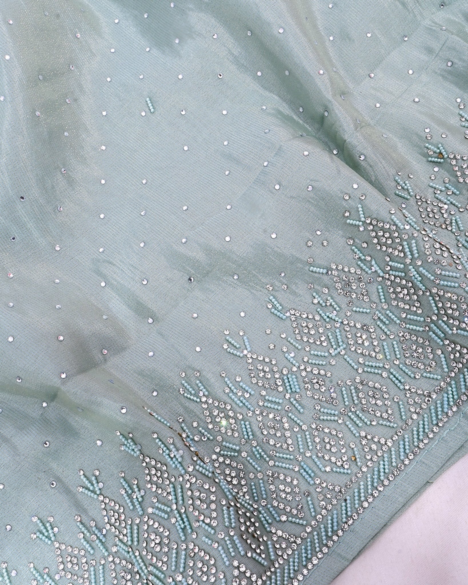 Ferozi Silk Embroidery Saree - Shop Vastram
