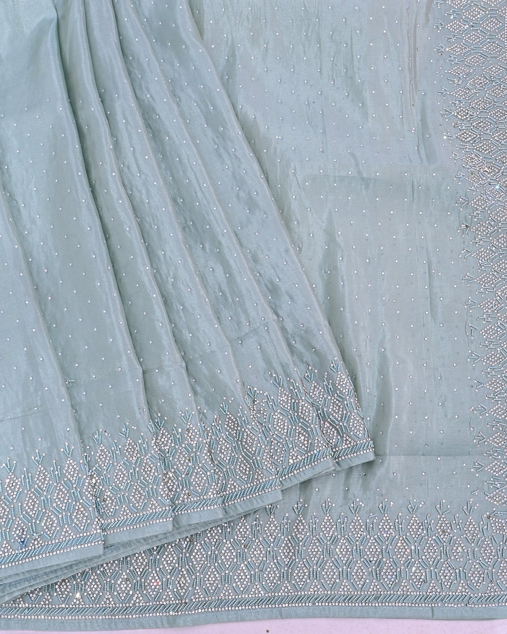 Ferozi Silk Embroidery Saree - Shop Vastram