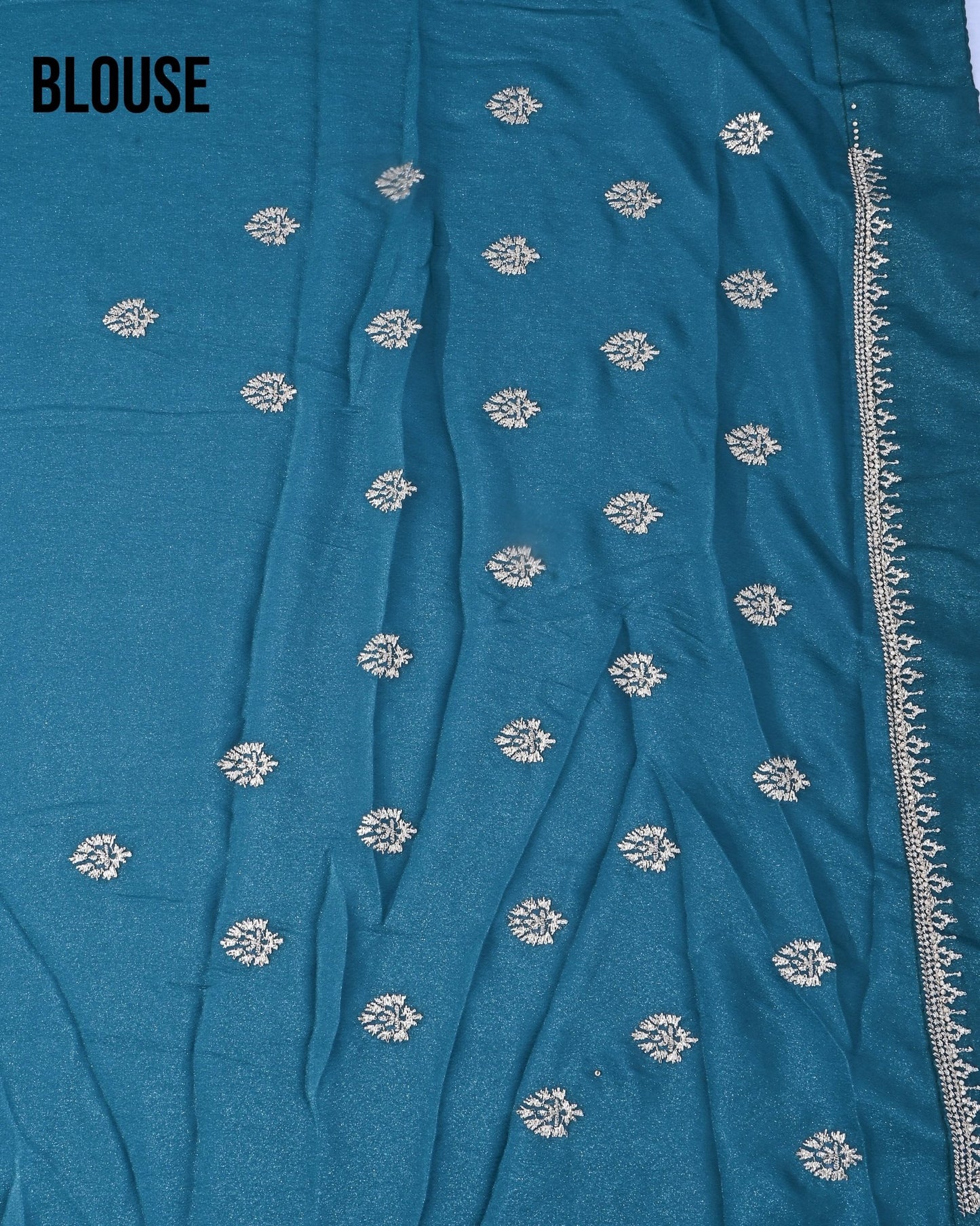 Ferozi Silk Embroidery Saree - Shop Vastram