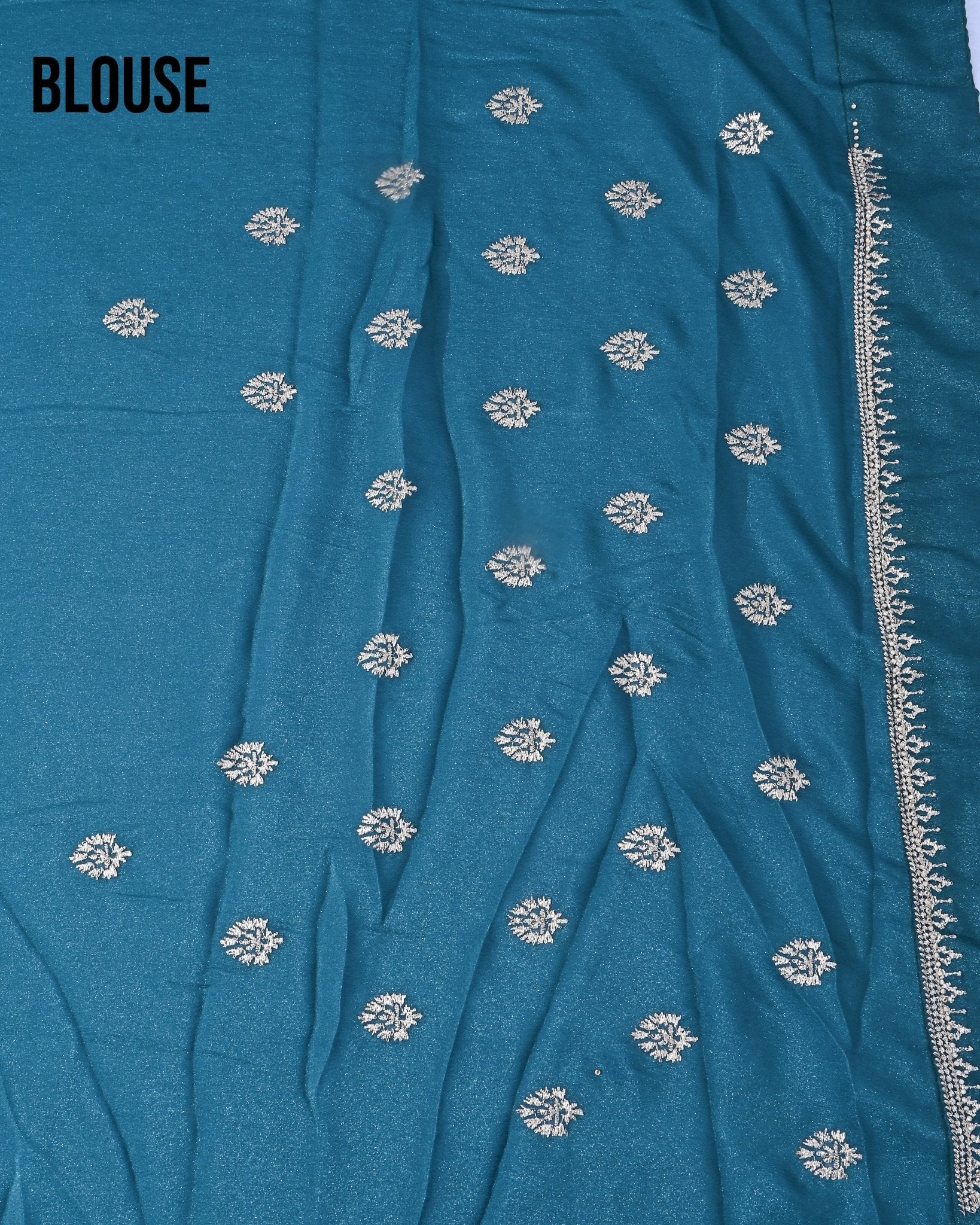 Ferozi Silk Embroidery Saree - Shop Vastram