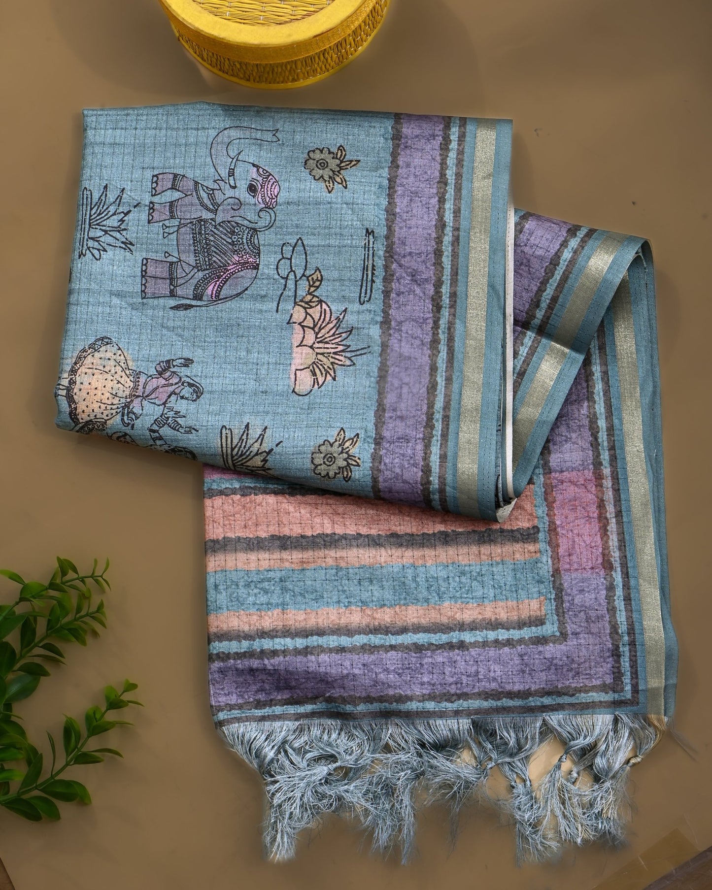 Ferozi Silk Printed Saree - Shop Vastram