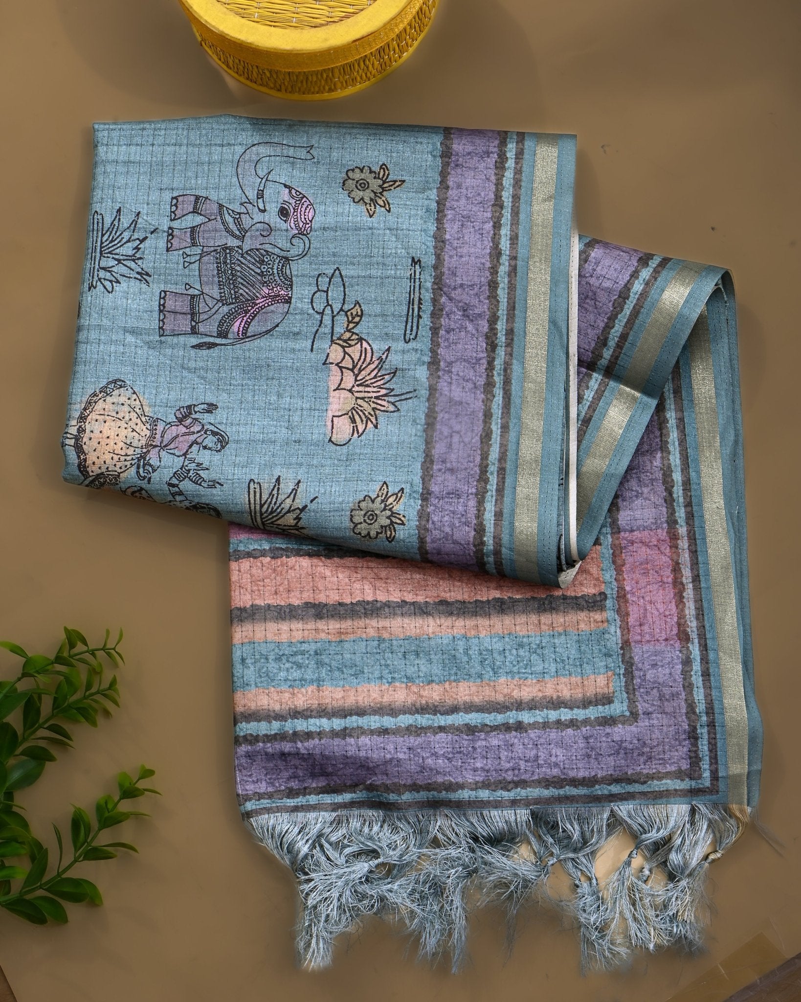 Ferozi Silk Printed Saree - Shop Vastram