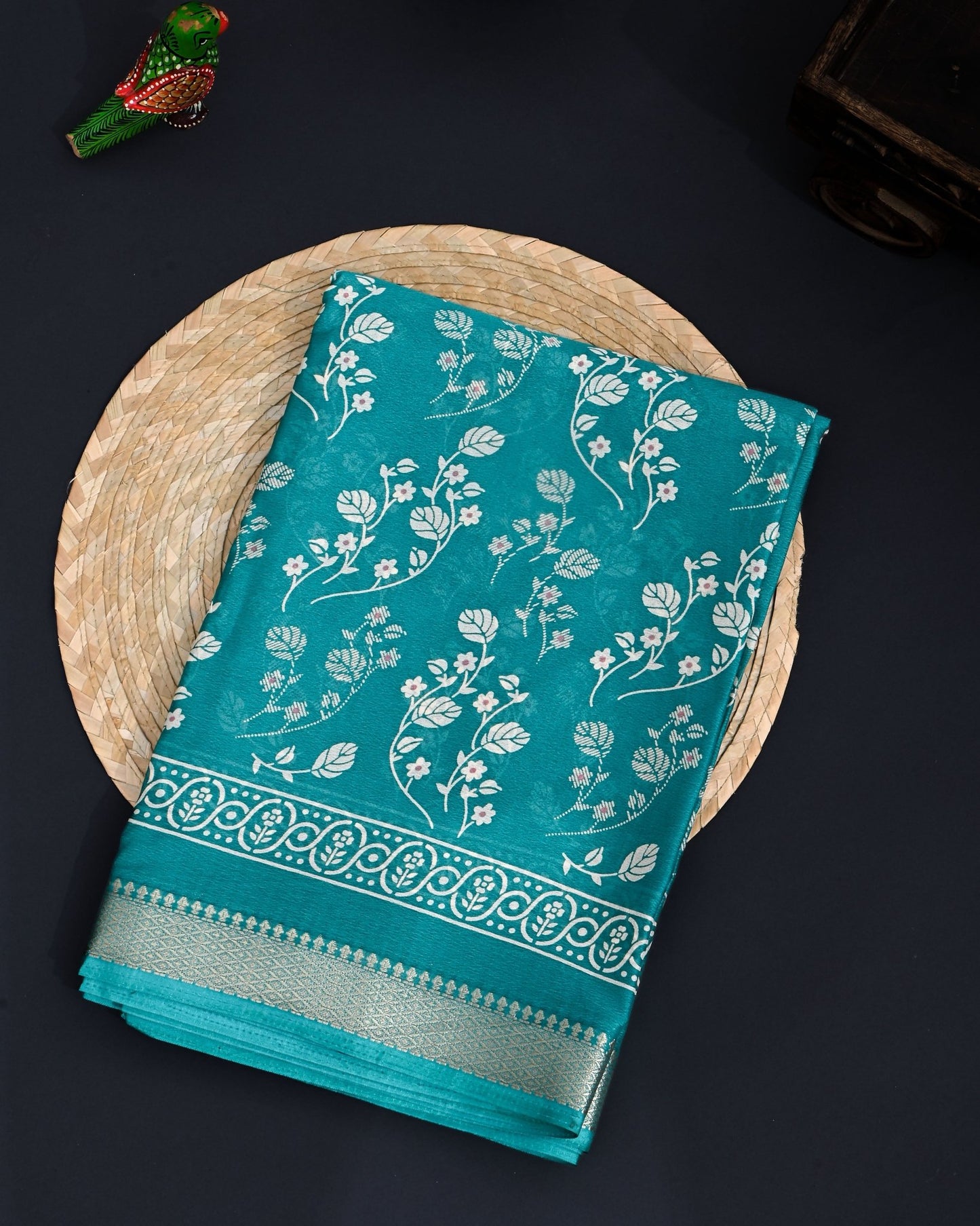 Ferozi Silk Printed Saree - Shop Vastram