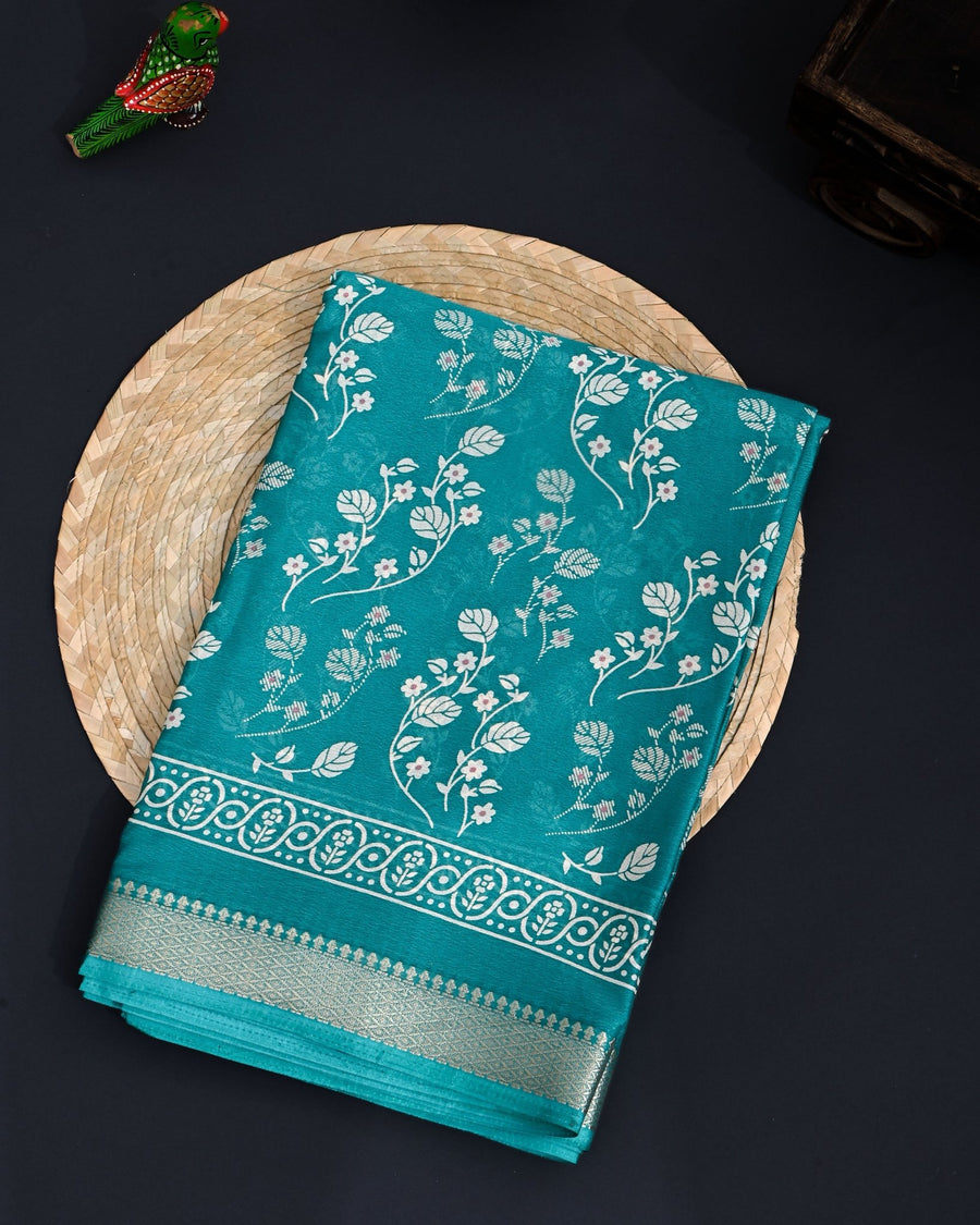 Ferozi Silk Printed Saree - Shop Vastram