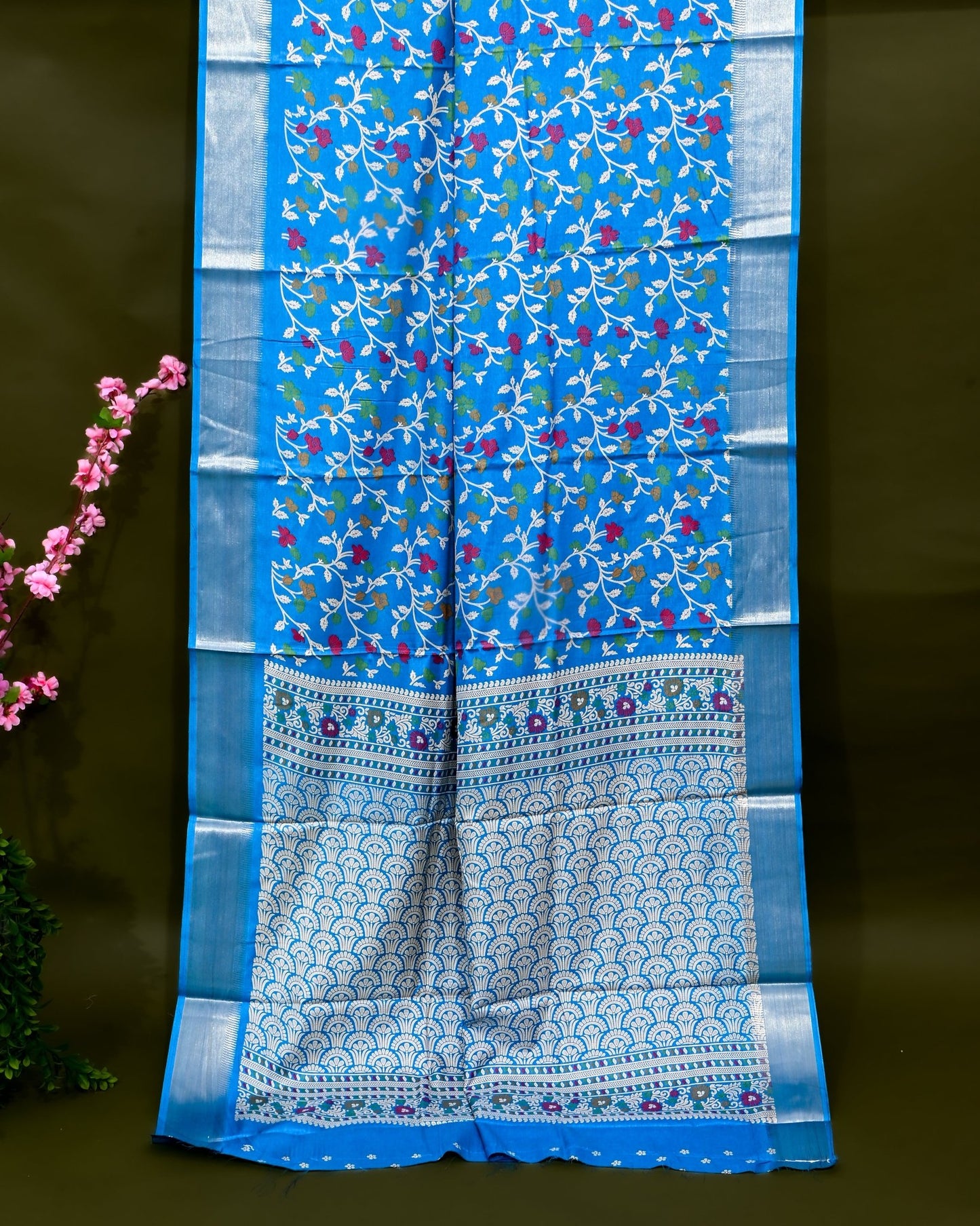 Ferozi Silk Printed Saree - Shop Vastram