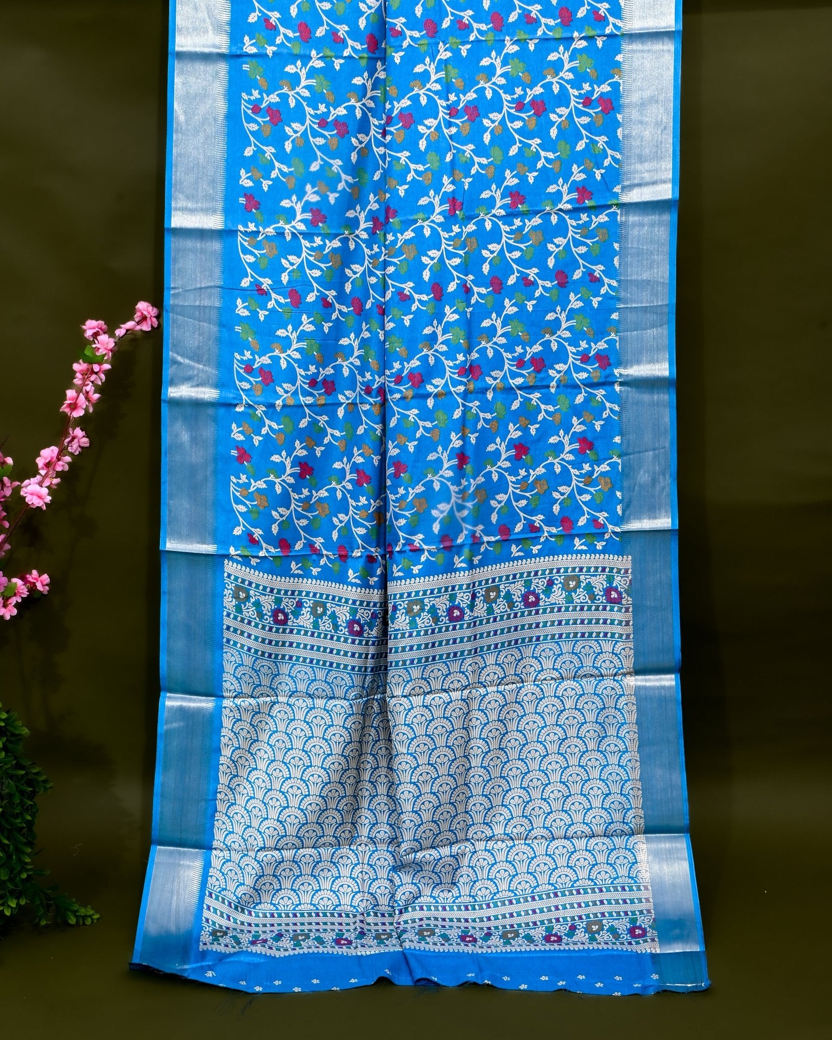 Ferozi Silk Printed Saree - Shop Vastram