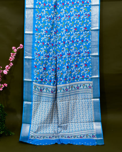 Ferozi Silk Printed Saree - Shop Vastram