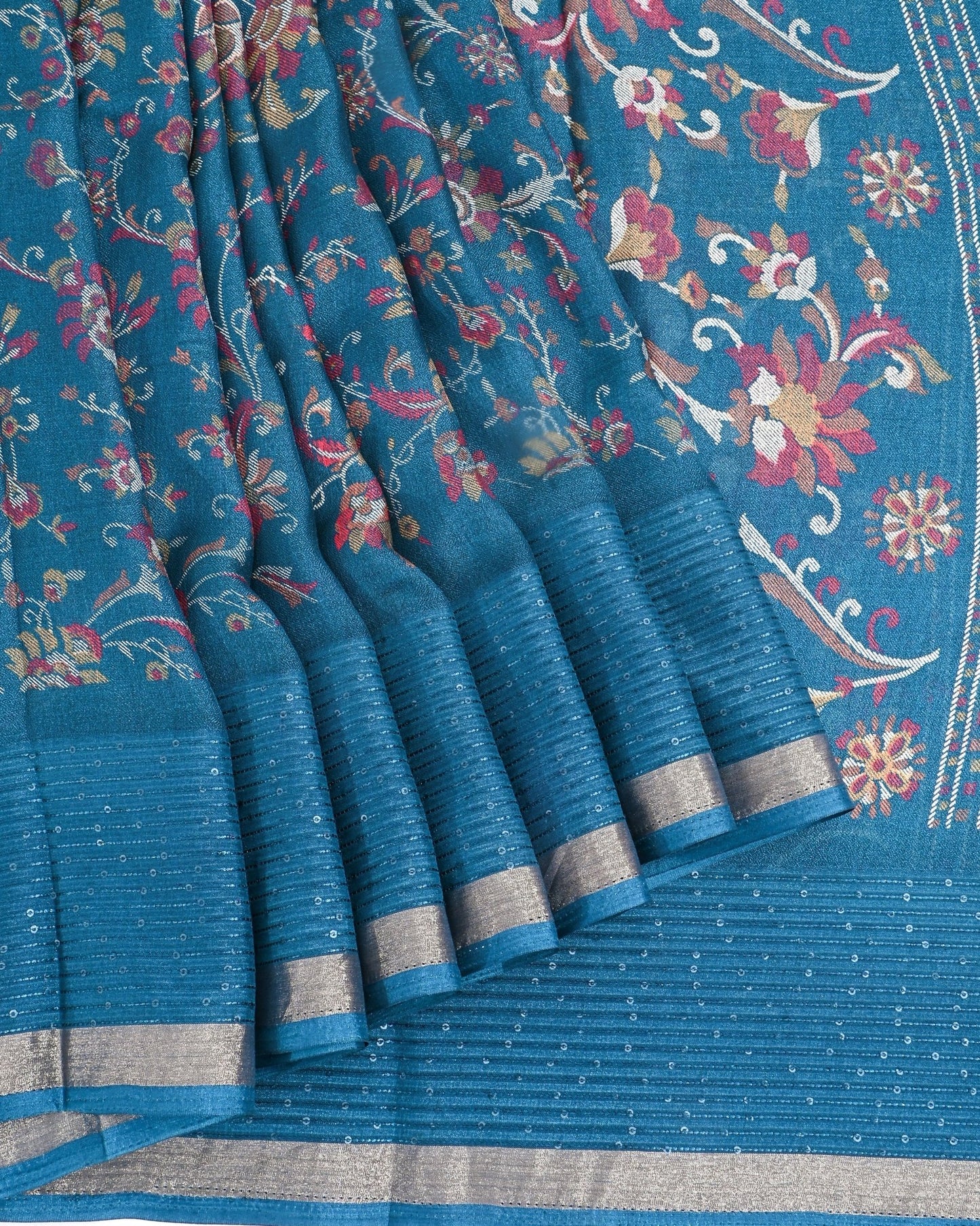Ferozi Silk Printed Saree - Shop Vastram