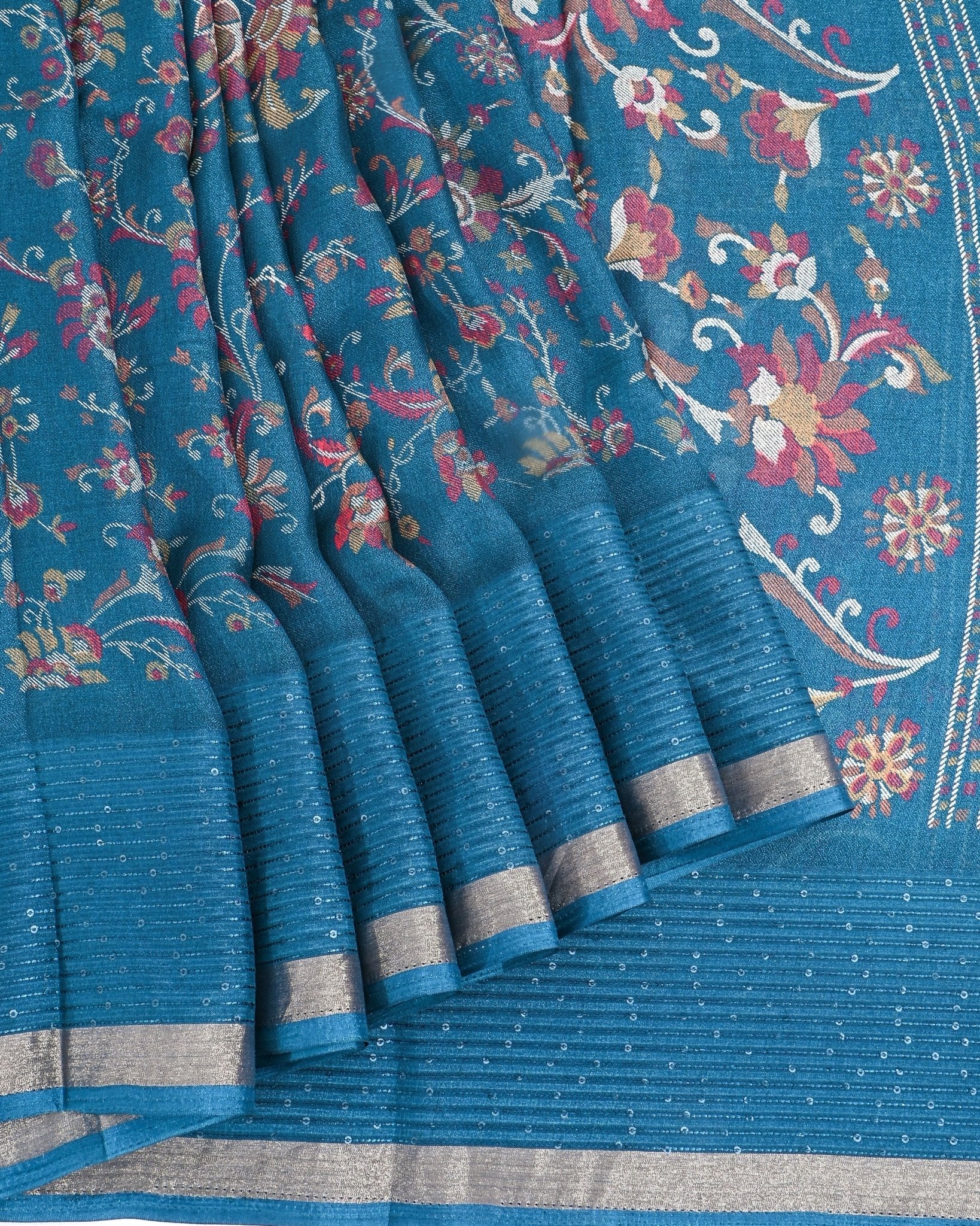 Ferozi Silk Printed Saree - Shop Vastram