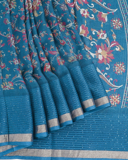 Ferozi Silk Printed Saree - Shop Vastram