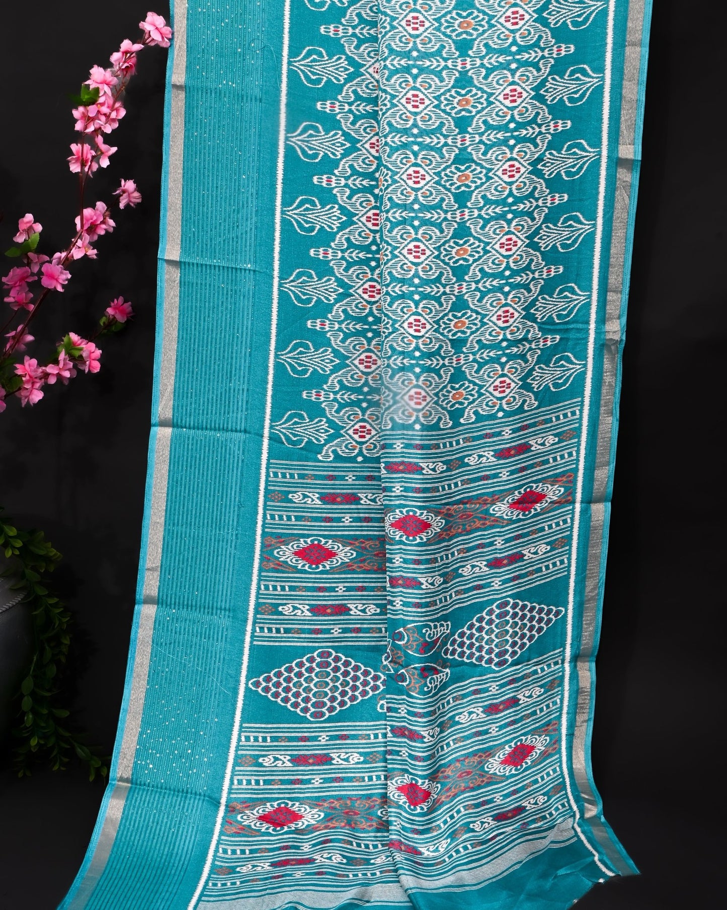 Ferozi Silk Printed Saree - Shop Vastram