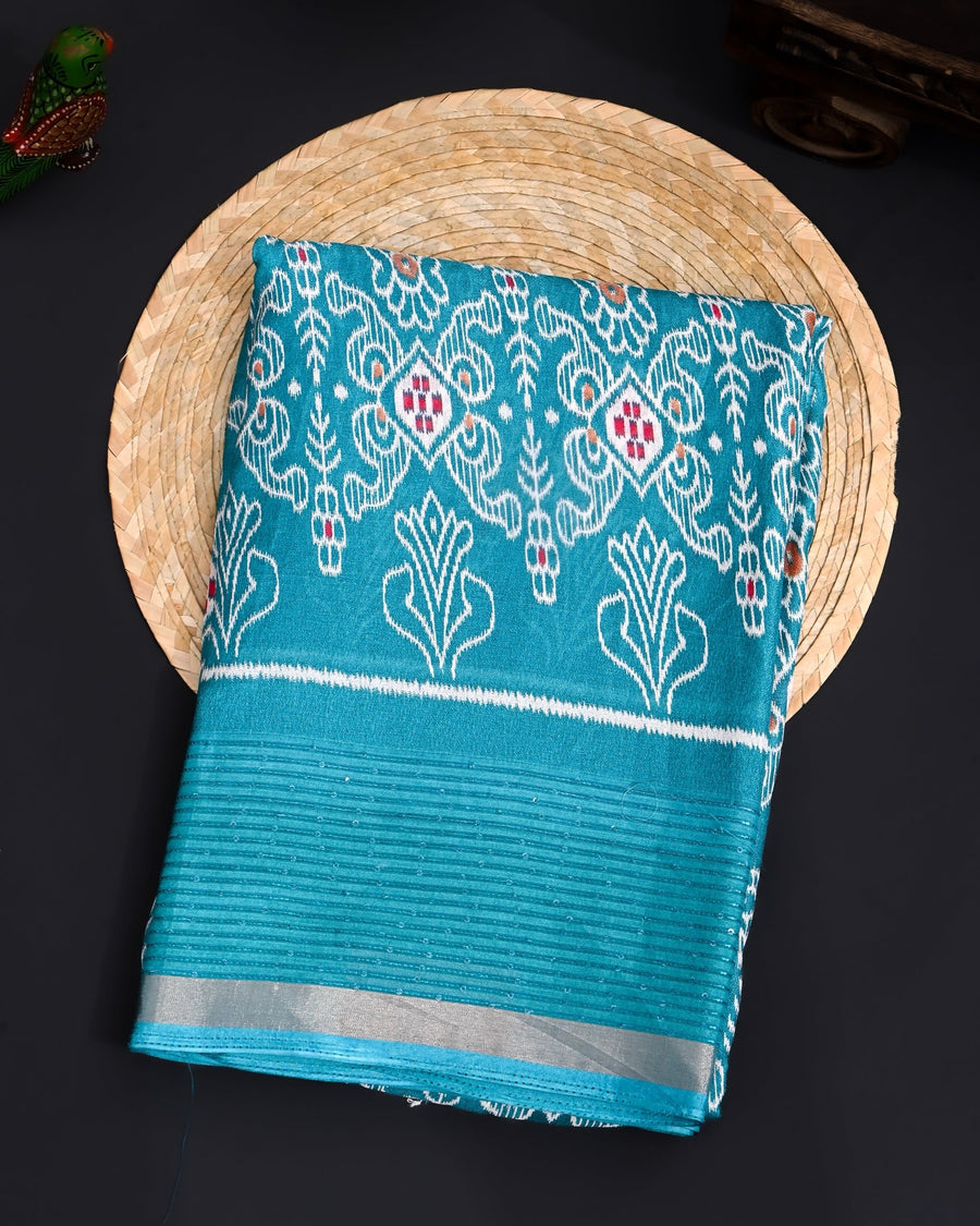 Ferozi Silk Printed Saree - Shop Vastram