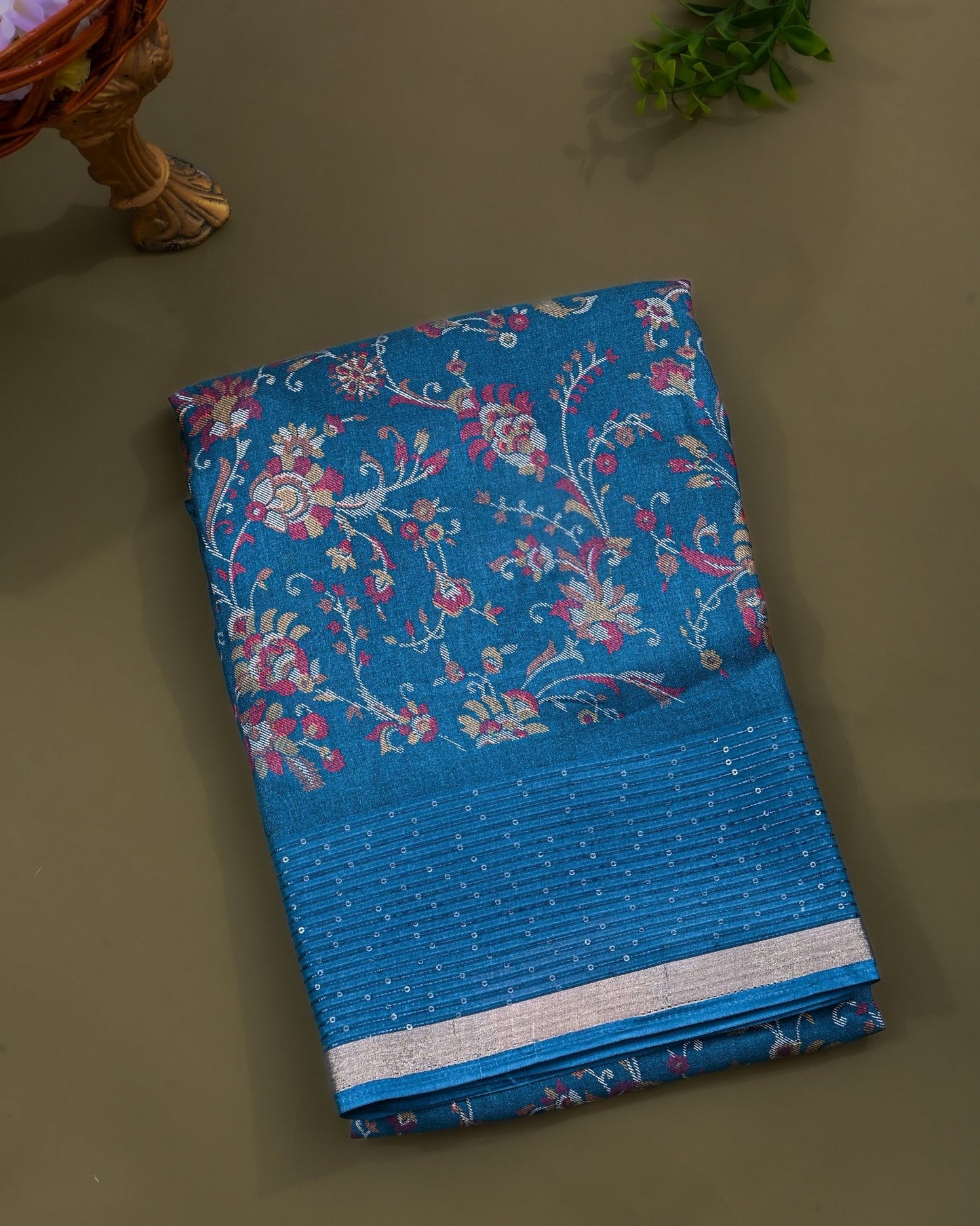 Ferozi Silk Printed Saree - Shop Vastram