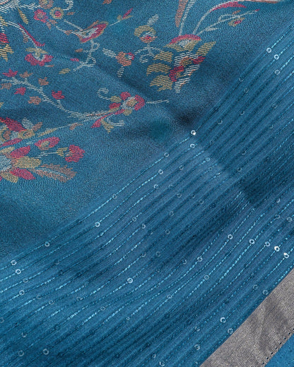 Ferozi Silk Printed Saree - Shop Vastram