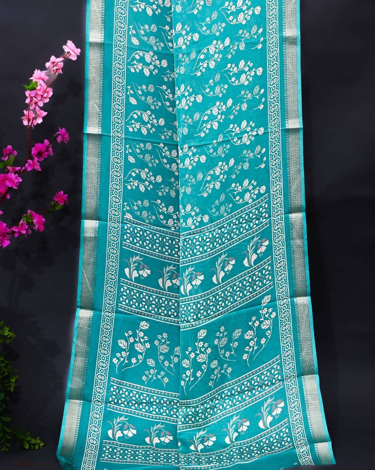 Ferozi Silk Printed Saree - Shop Vastram