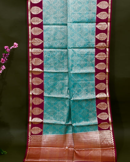 Ferozi Tissue Banarasi saree - Shop Vastram