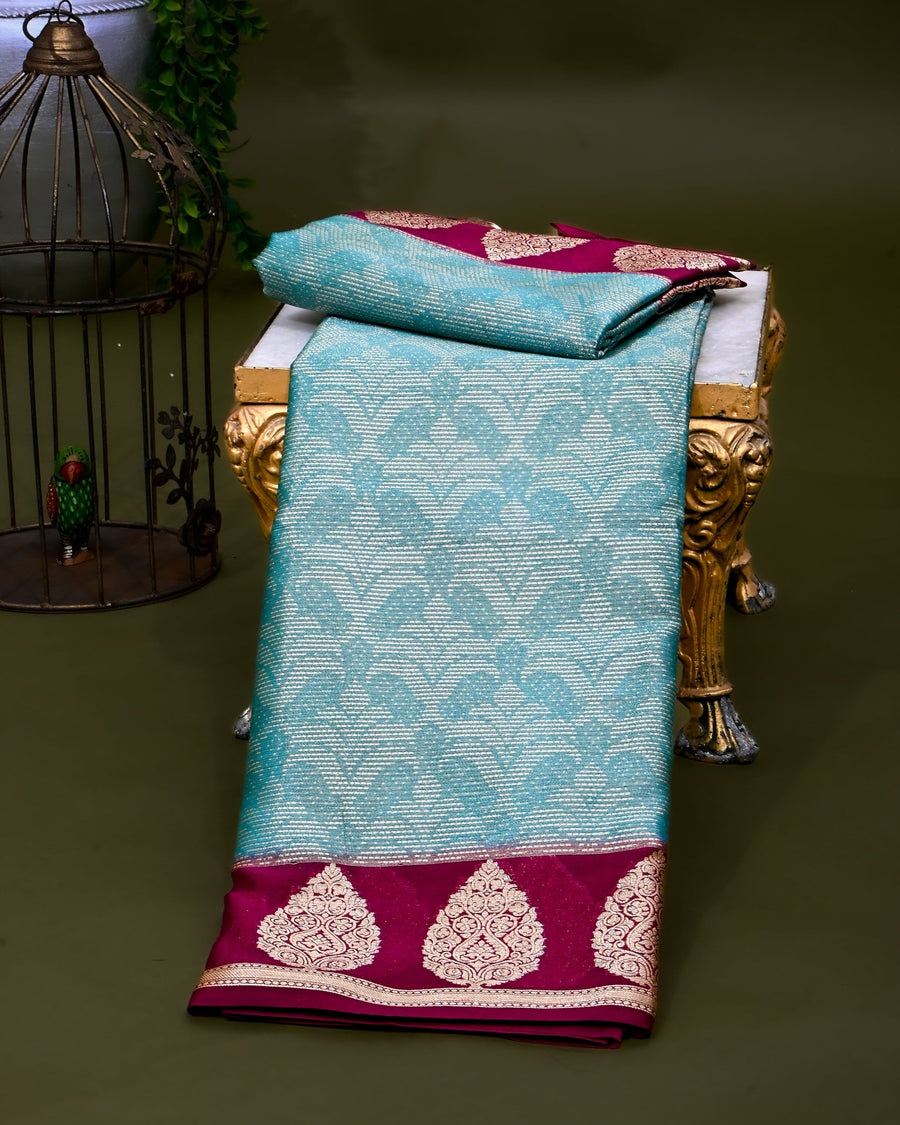 Ferozi Tissue Banarasi saree - Shop Vastram
