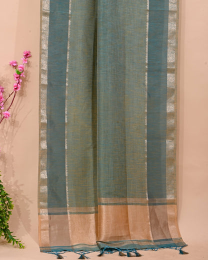 Ferozi Tissue Banarsi Saree - Shop Vastram