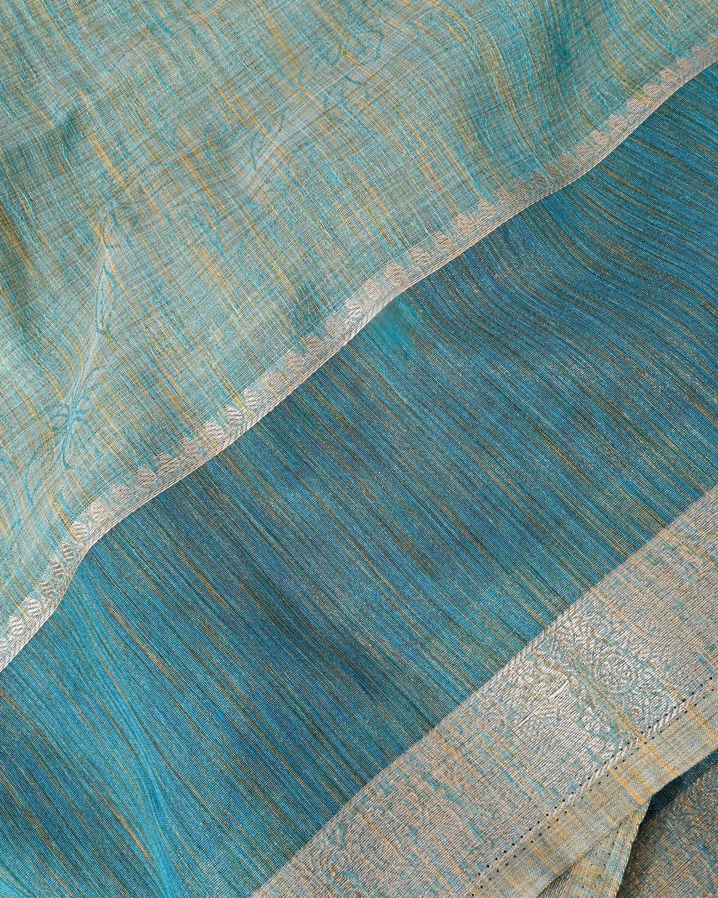 Ferozi Tissue Banarsi Saree - Shop Vastram