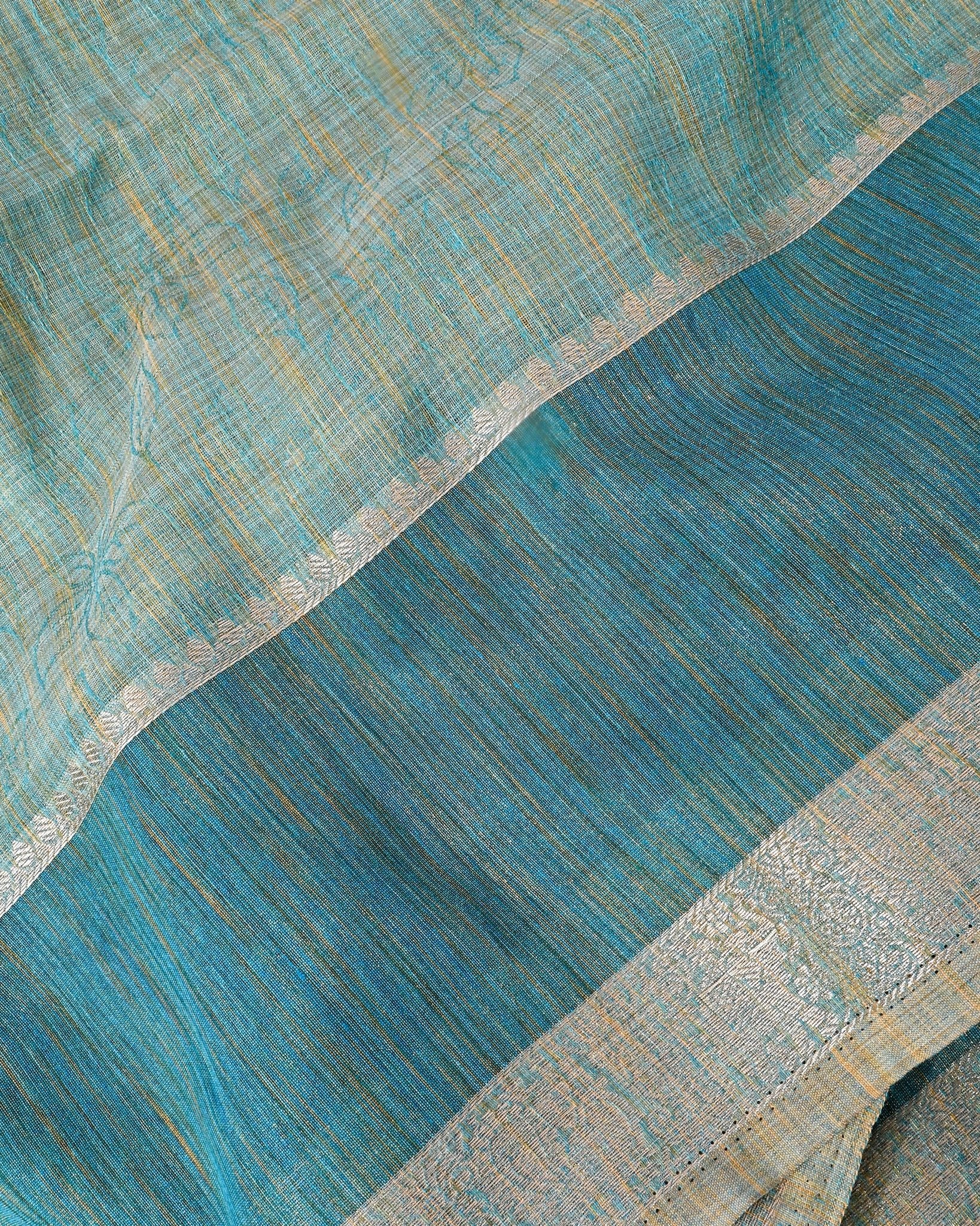 Ferozi Tissue Banarsi Saree - Shop Vastram