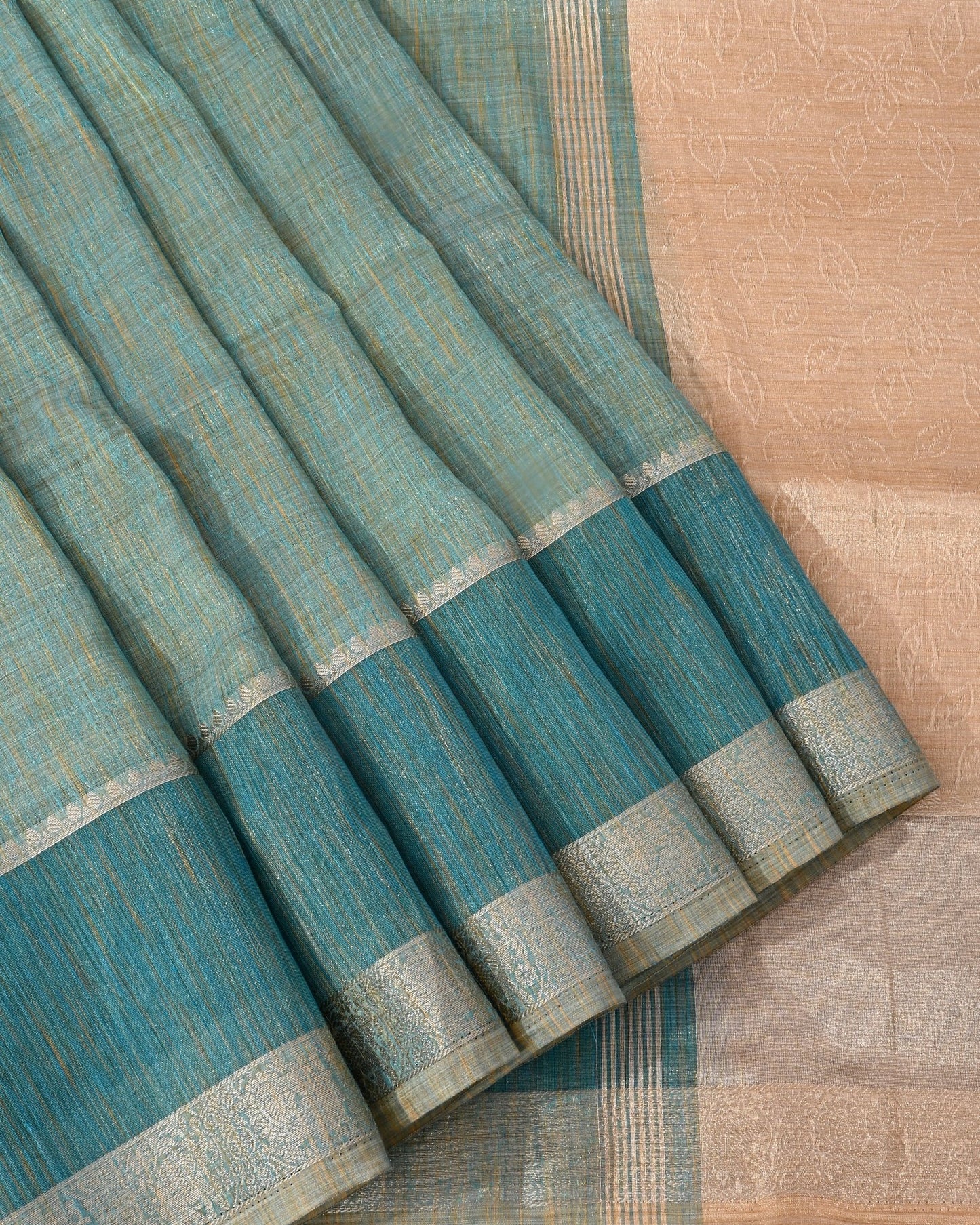 Ferozi Tissue Banarsi Saree - Shop Vastram