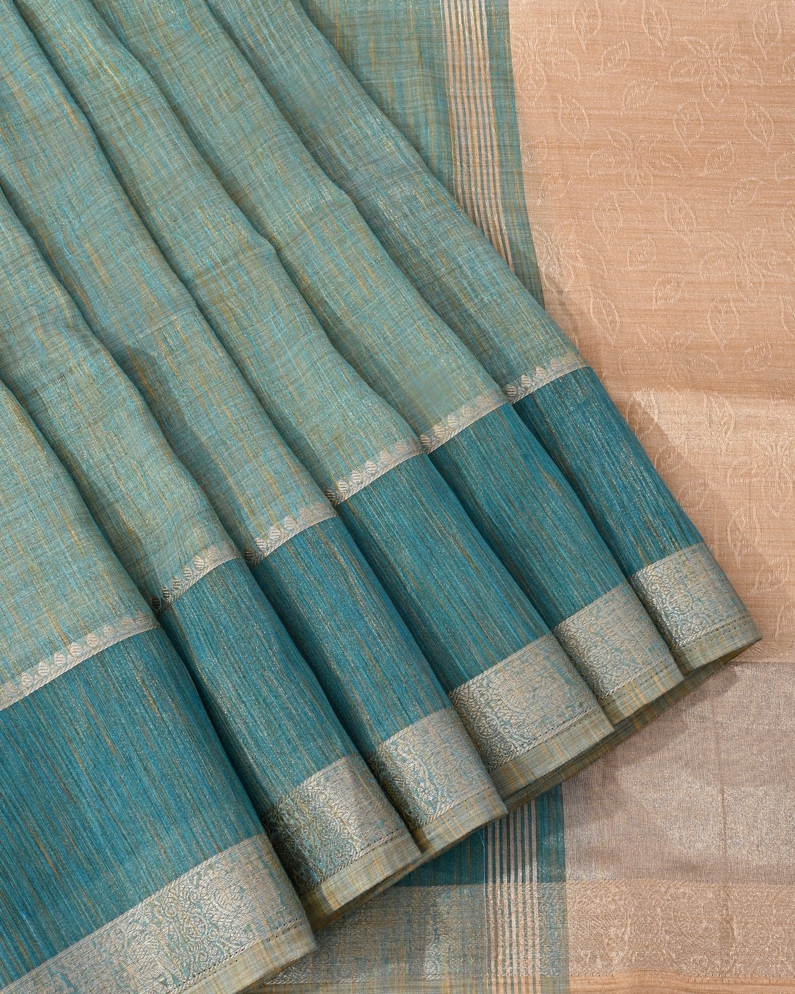 Ferozi Tissue Banarsi Saree - Shop Vastram